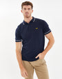 Navy Tipping Button Collar Knitted Polo