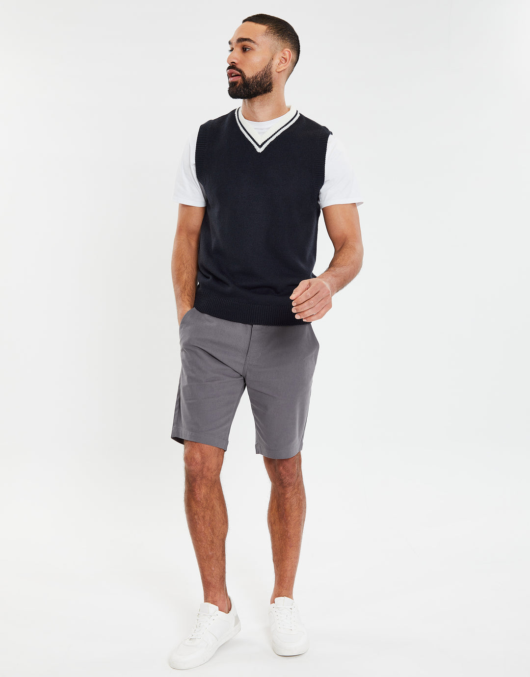 Navy V Neck Knitted Vest