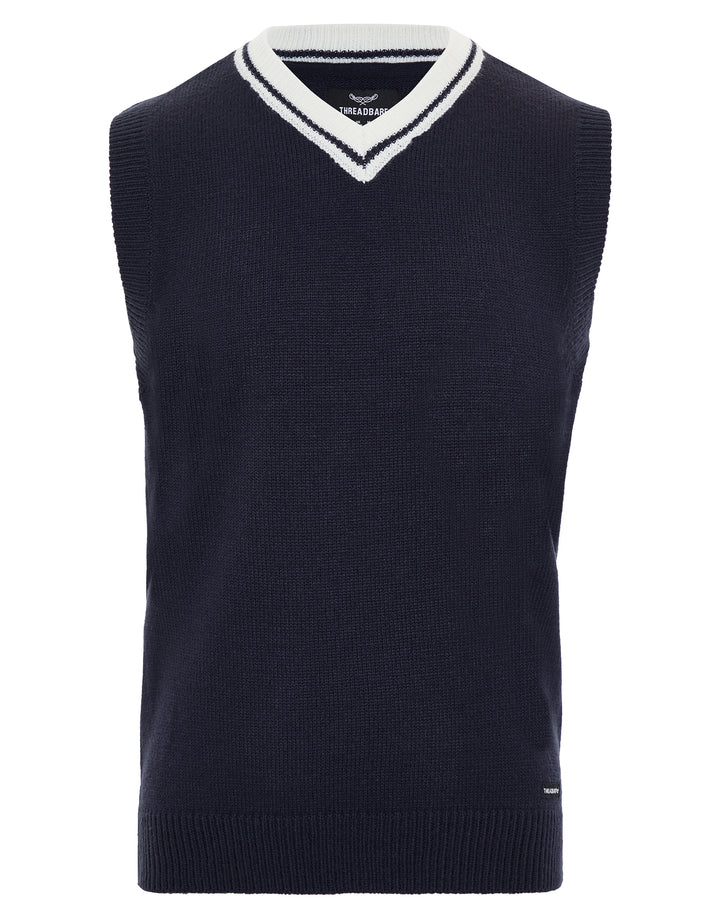Navy V Neck Knitted Vest