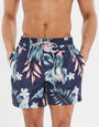 Navy Tropical Floral Print Swim Shorts