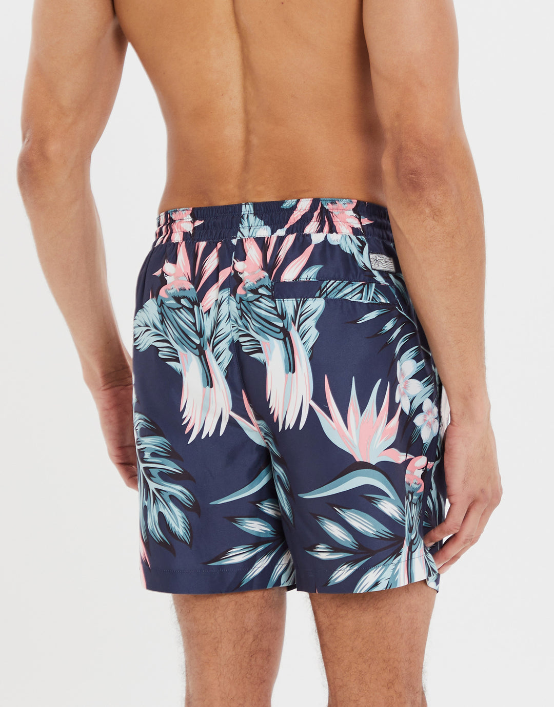 Navy Tropical Floral Print Swim Shorts