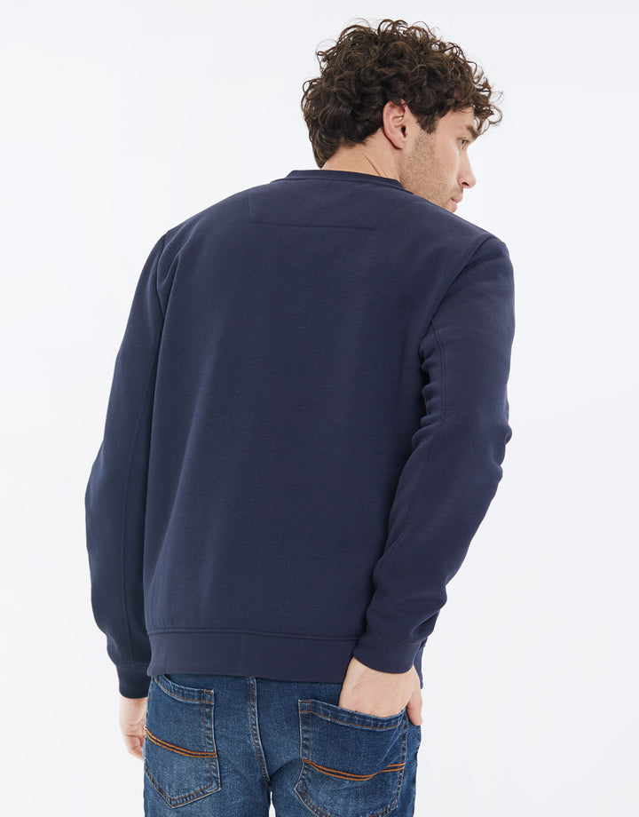 Navy Zip Up Fleece Varsity Jacket