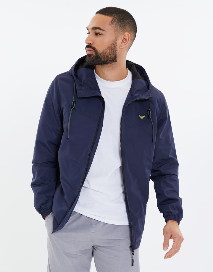Navy Zip Up Hooded Mac