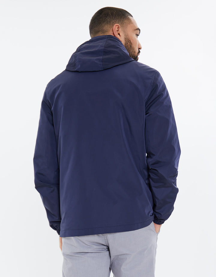 Navy Zip Up Hooded Mac