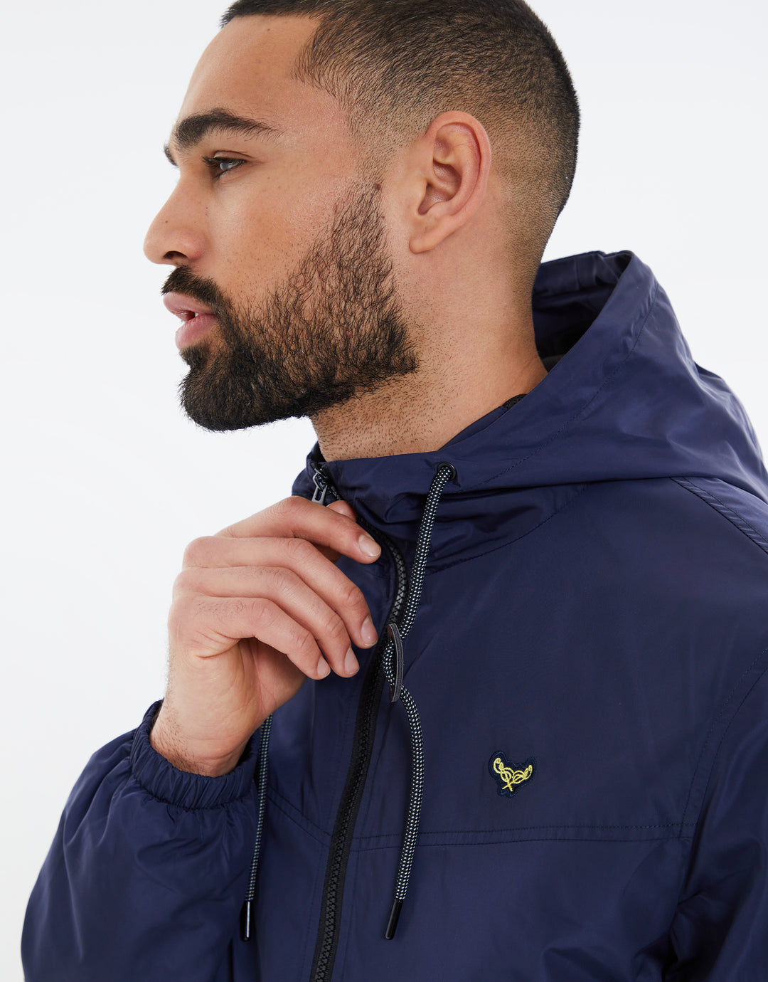 Navy Zip Up Hooded Mac
