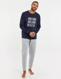 Navy & Grey Marl Long Pyjamas (2-Piece Set)