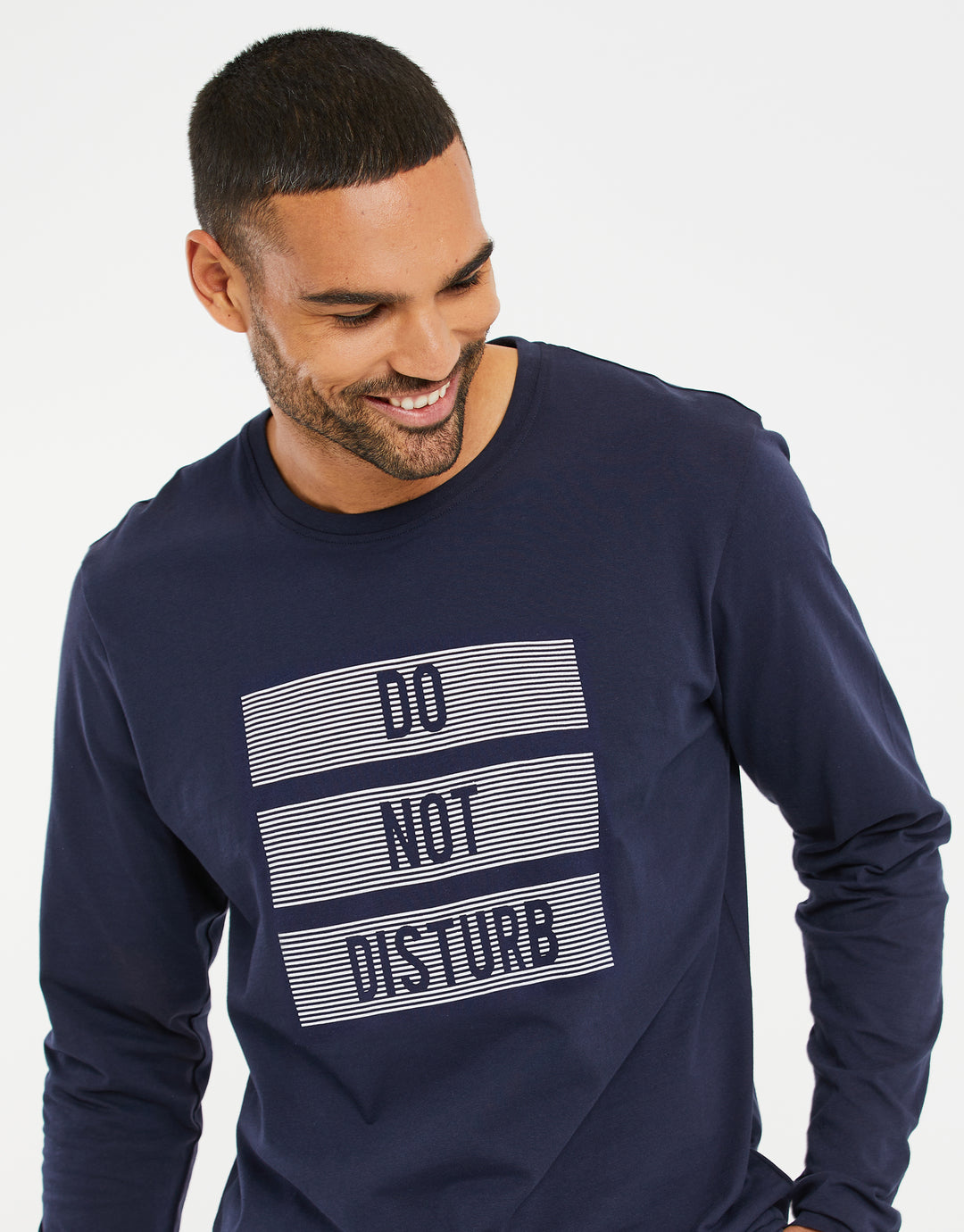 Navy & Grey Marl Long Pyjamas (2-Piece Set)