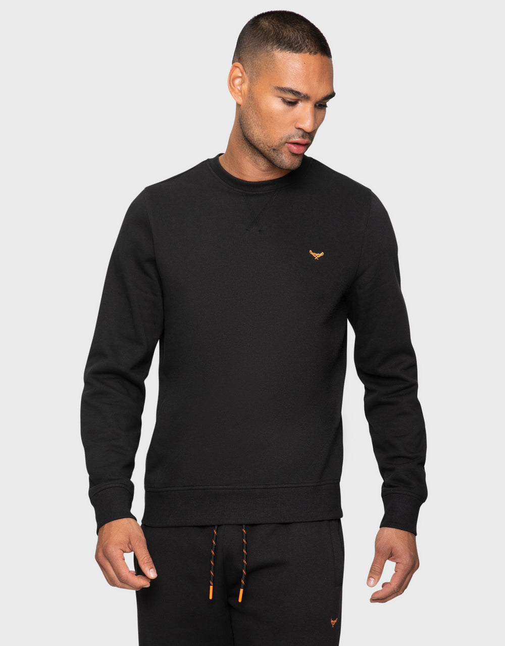 Orange Black Mix Plain Sweatshirt and Jogger Co-ord Set