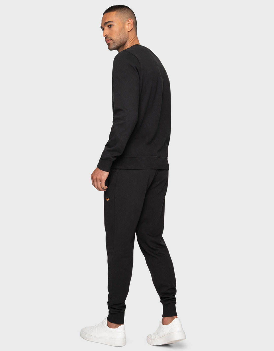 Orange Black Mix Plain Sweatshirt and Jogger Co-ord Set