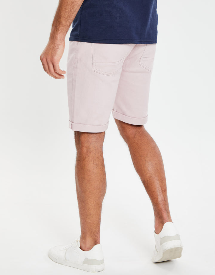 Pink Stretch Cotton Twill Chino Shorts