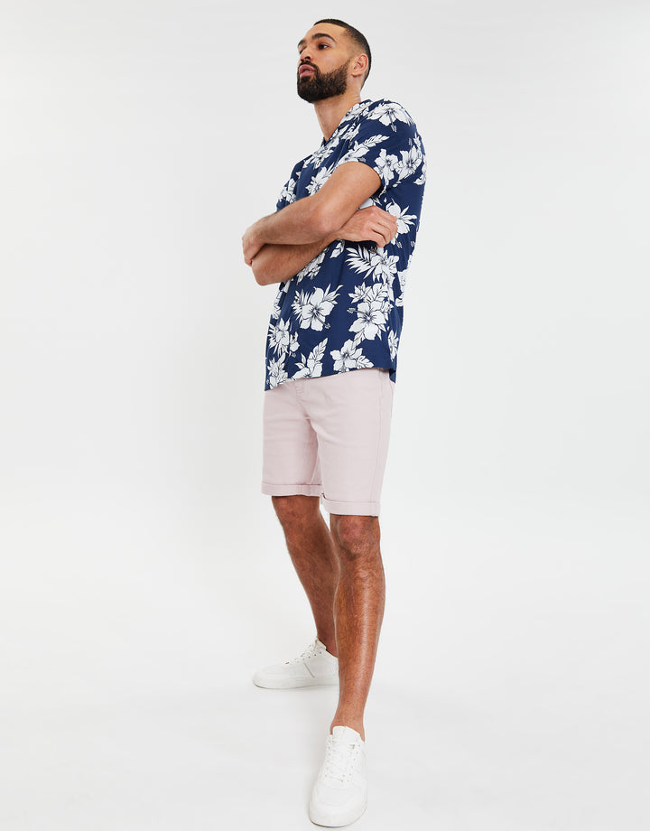 Pink Stretch Cotton Twill Chino Shorts