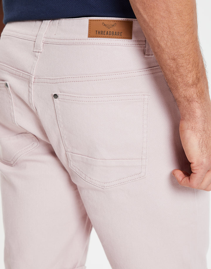 Pink Stretch Cotton Twill Chino Shorts
