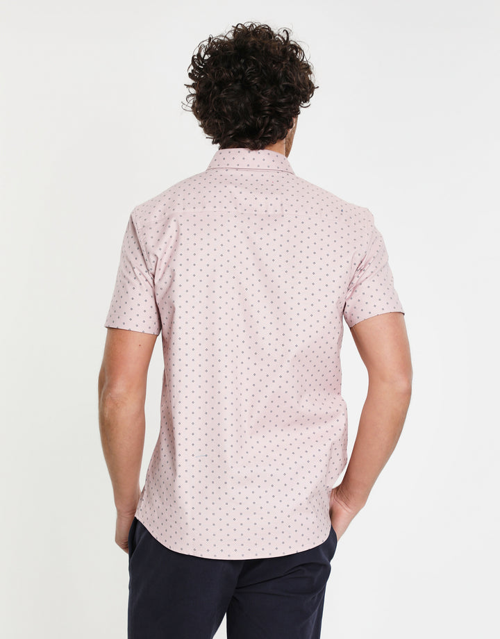 Pink Geo Print Short Sleeve Shirt