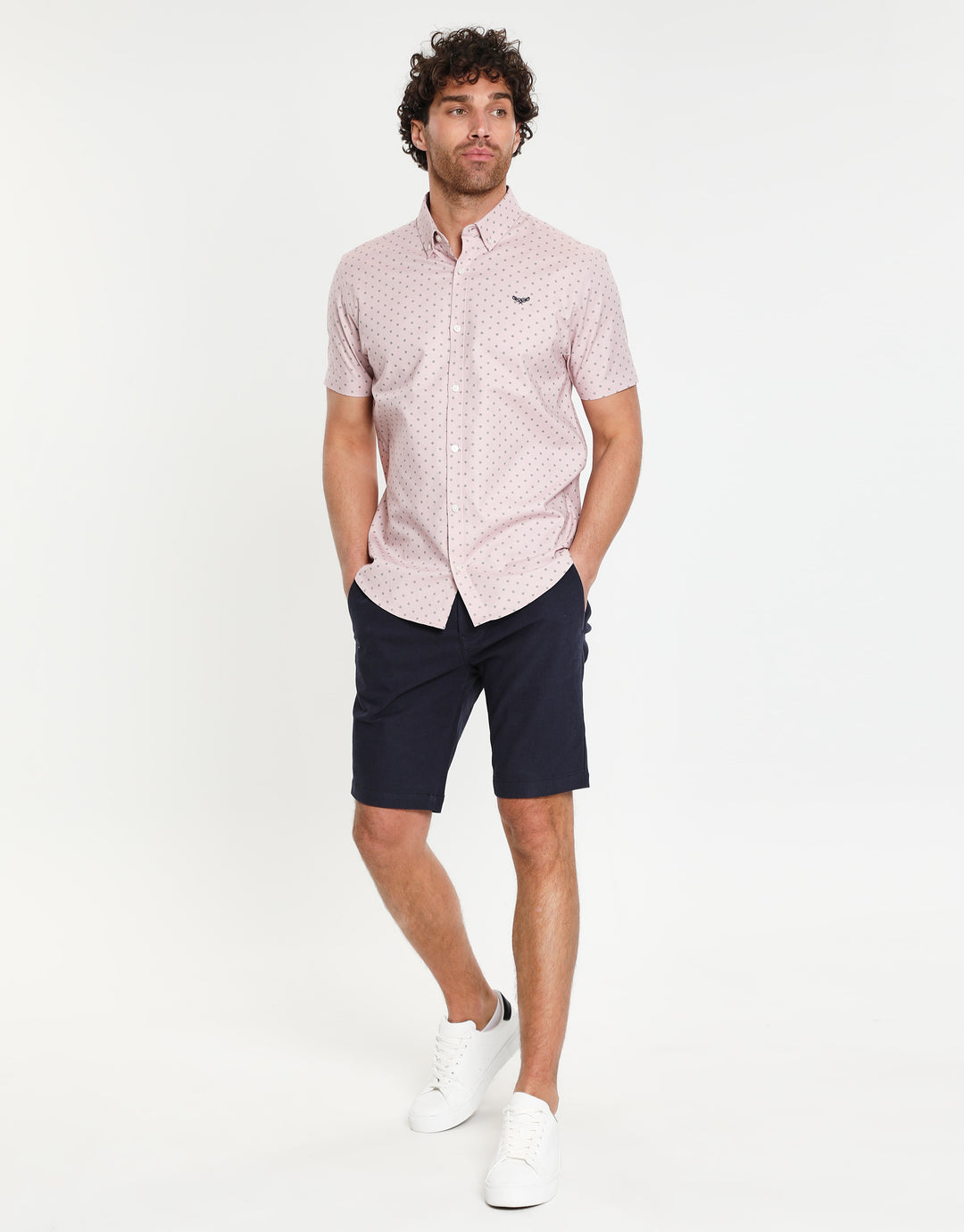 Pink Geo Print Short Sleeve Shirt