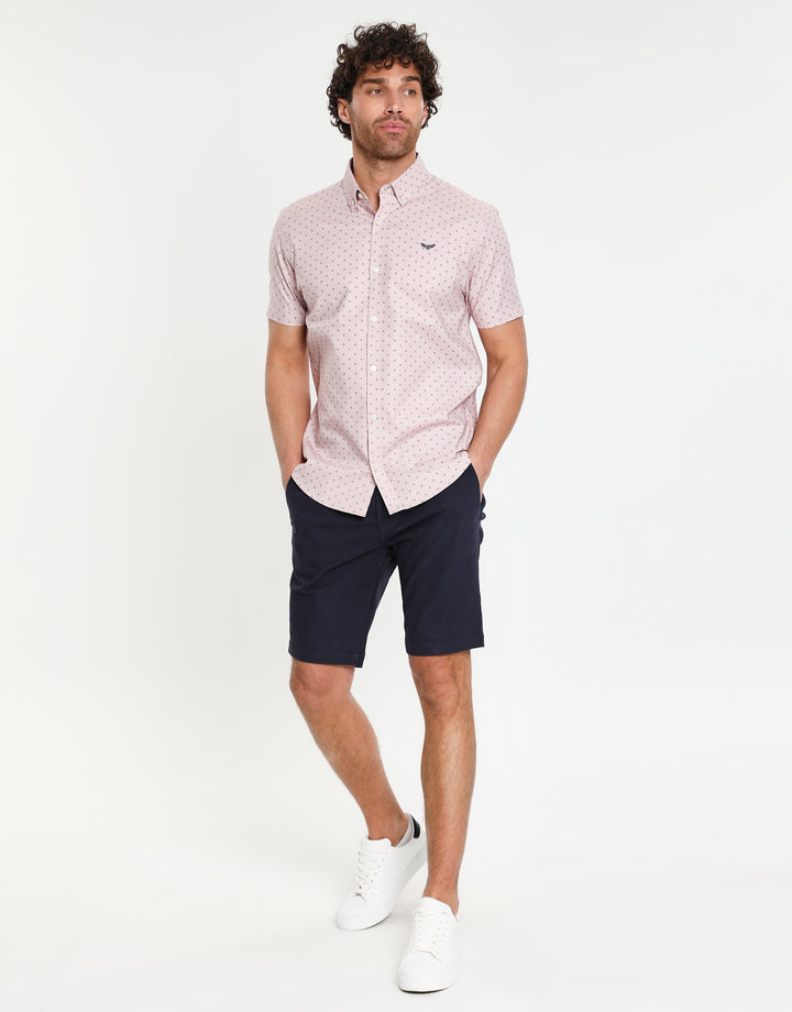 Pink Geo Print Short Sleeve Shirt