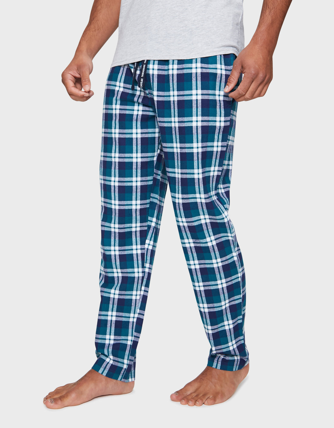 Men's Red & Blue Check Loungewear Pyjama Flannel Trousers (2 Pack ...