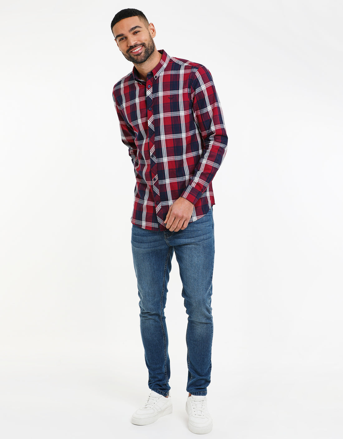 Men's Red Check Long Sleeve Lightweight Cotton Shirt – Threadbare