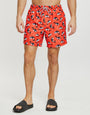Red Killer Whale Print Swim Shorts
