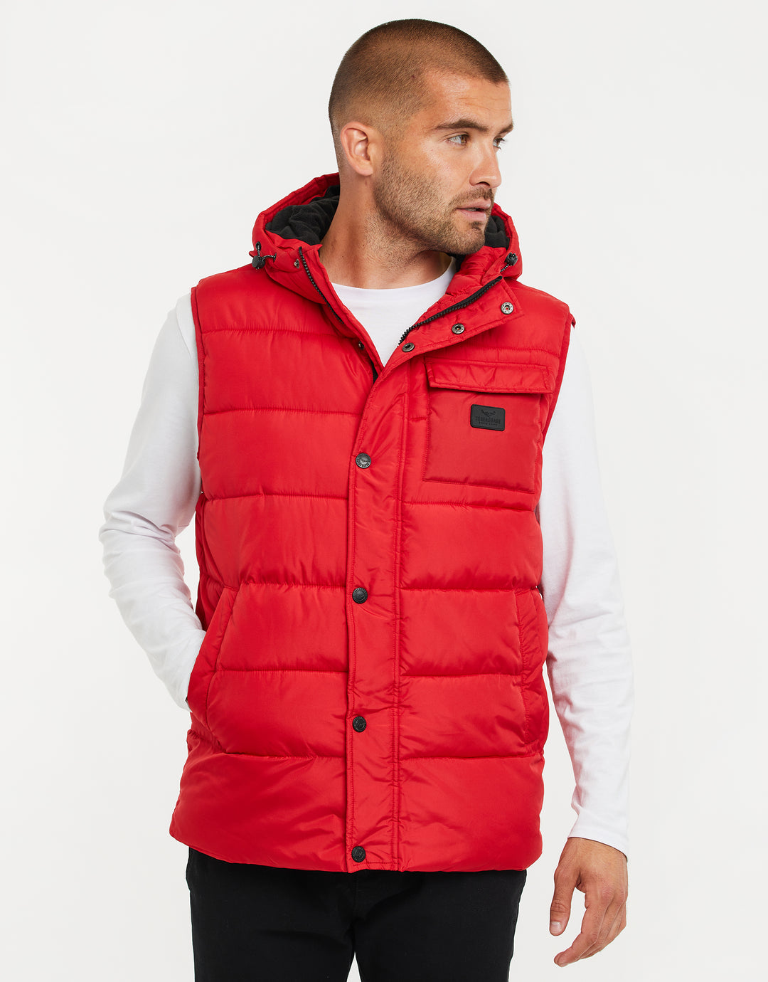 Red Hooded Padded Gilet