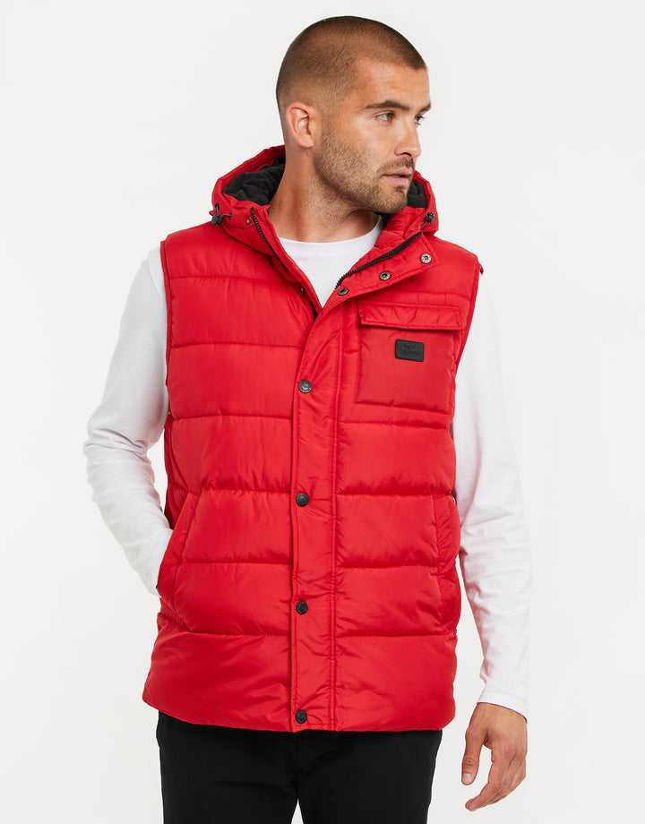 Red Hooded Padded Gilet