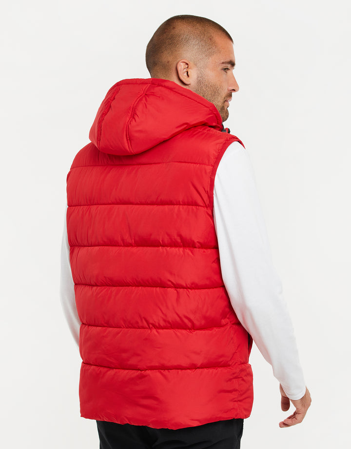 Red Hooded Padded Gilet
