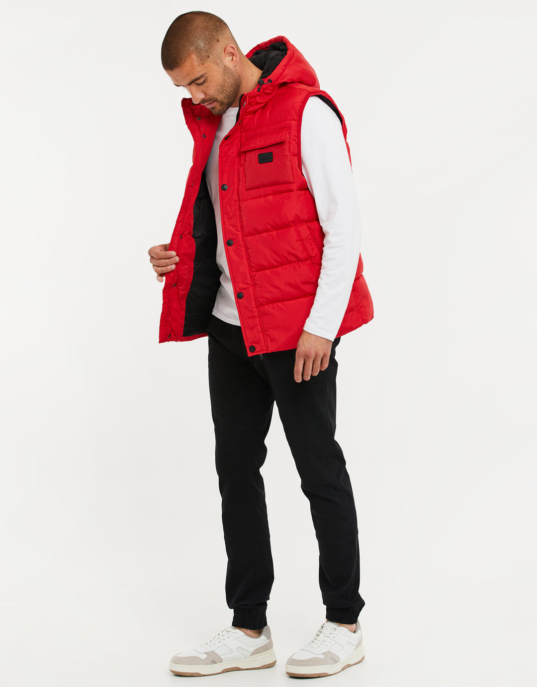 Red Hooded Padded Gilet