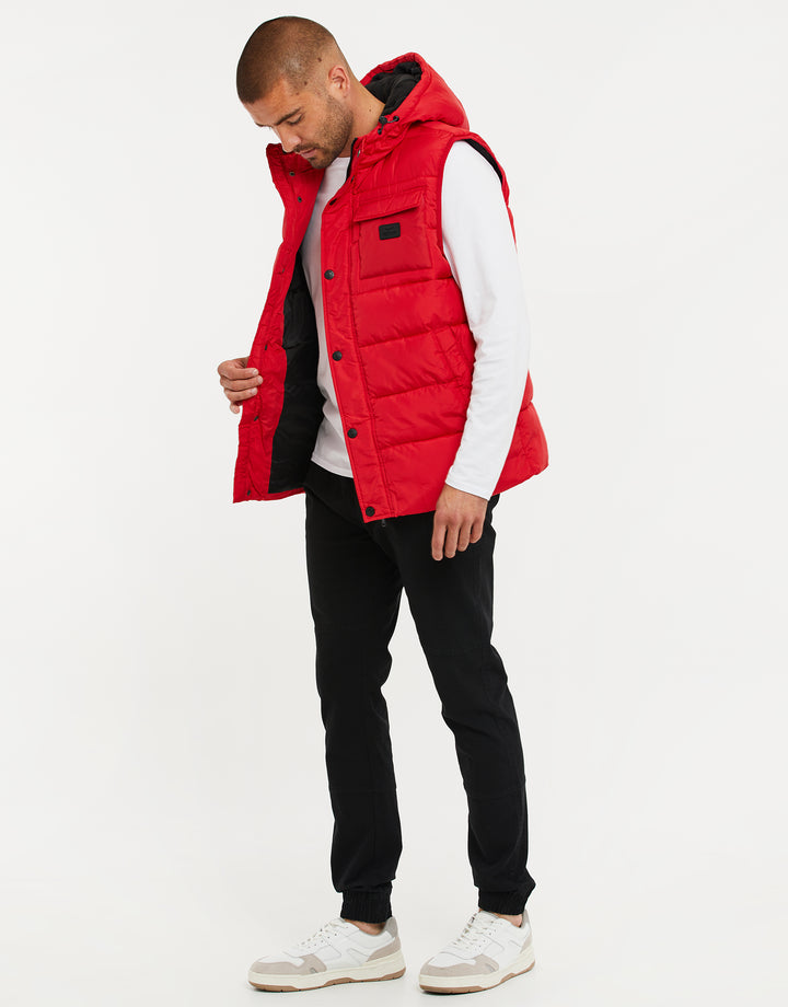 Red Hooded Padded Gilet