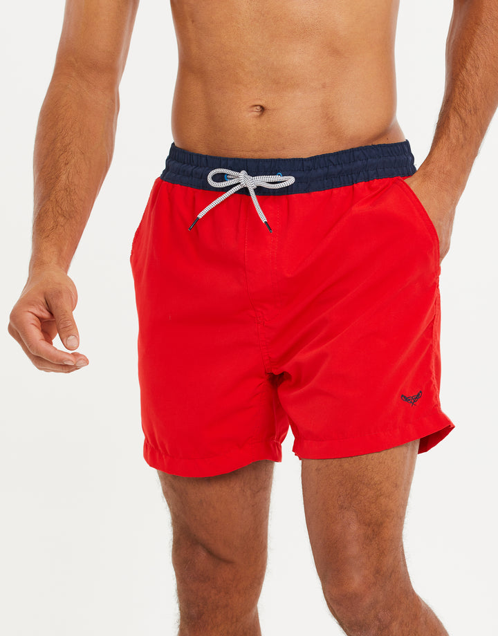 Red Contrast Swim Shorts