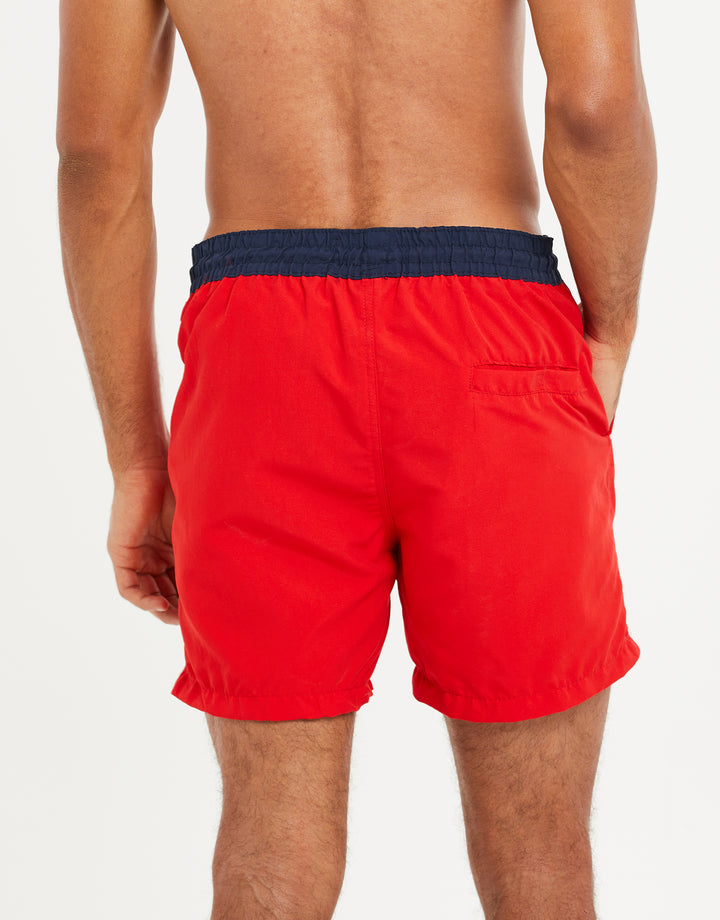 Red Contrast Swim Shorts