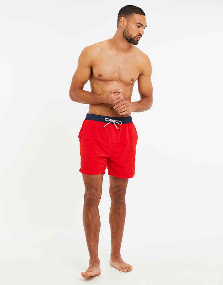 Red Contrast Swim Shorts