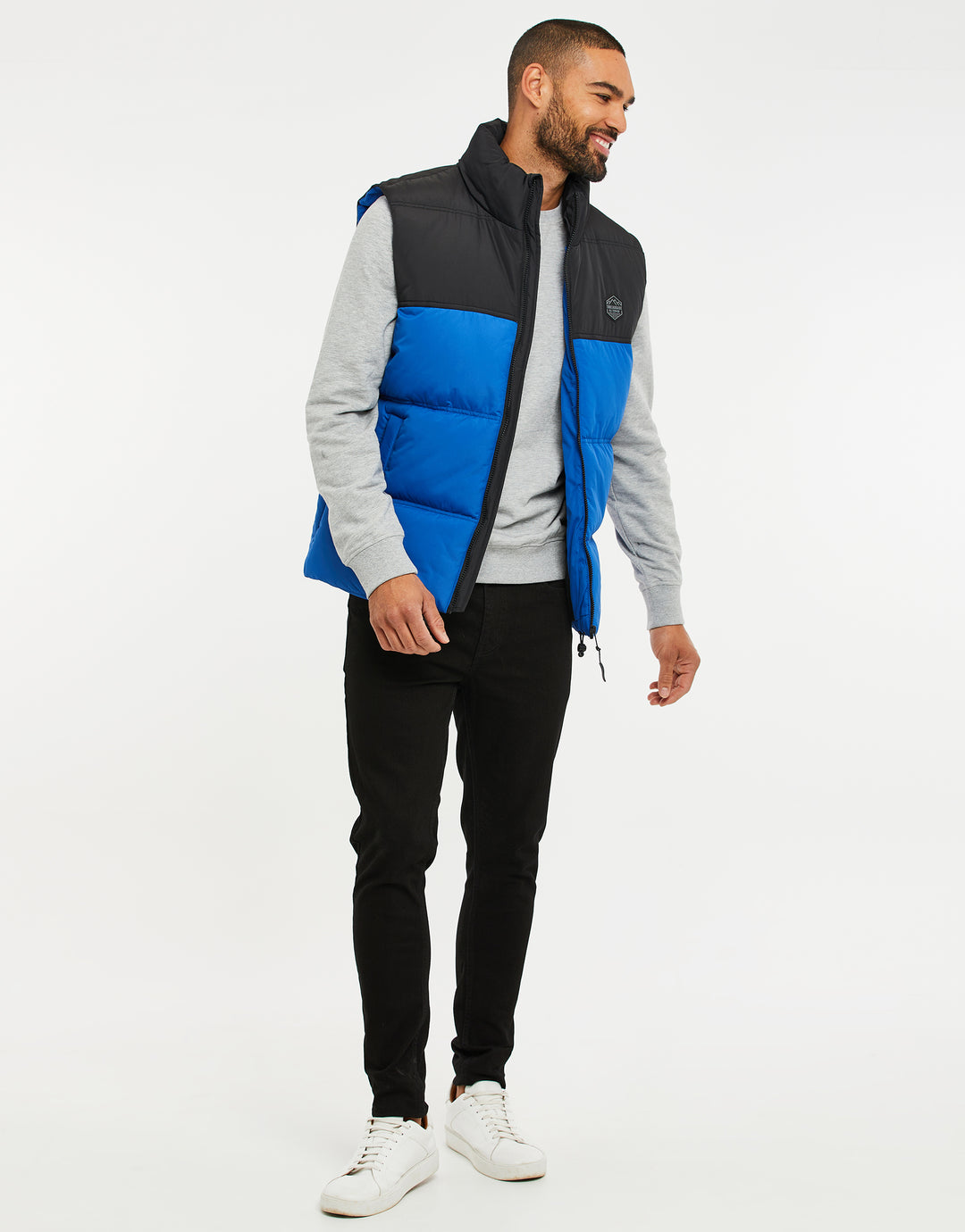 Royal Blue Contrast Panel Padded Gilet