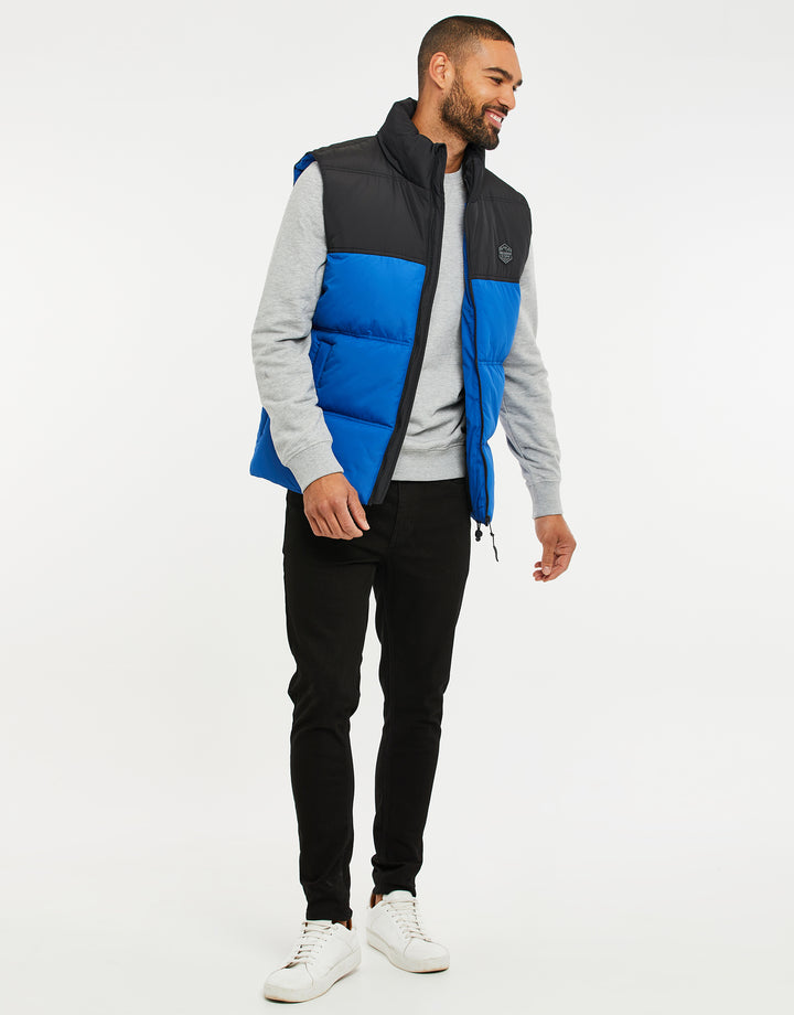 Royal Blue Contrast Panel Padded Gilet