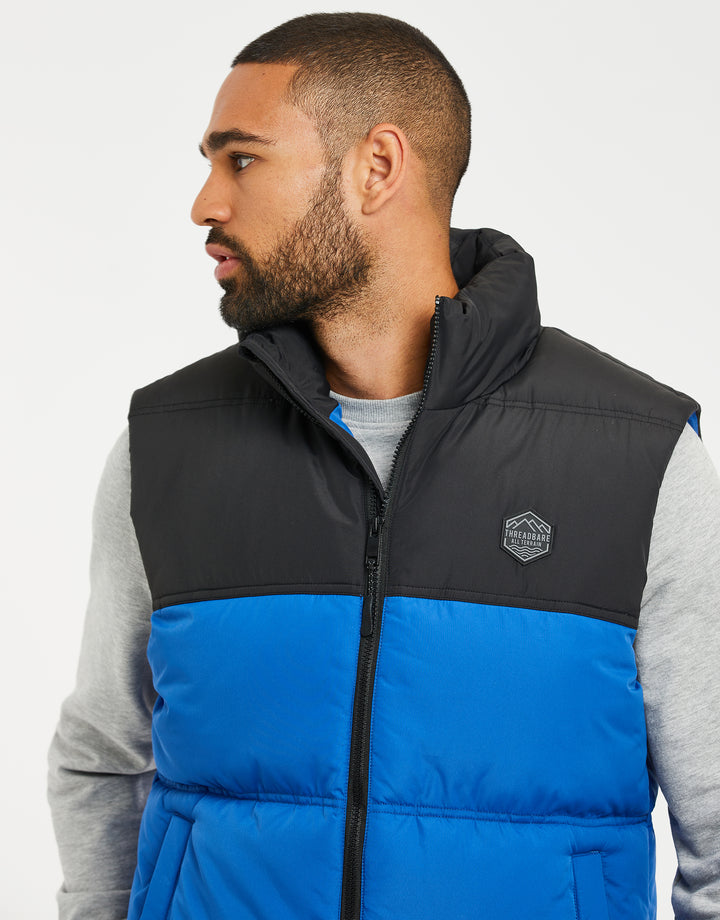 Royal Blue Contrast Panel Padded Gilet