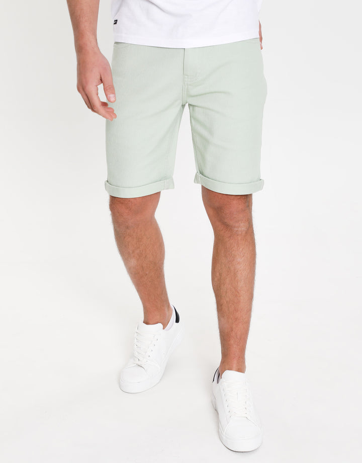Sage Green Stretch Cotton Twill Chino Shorts