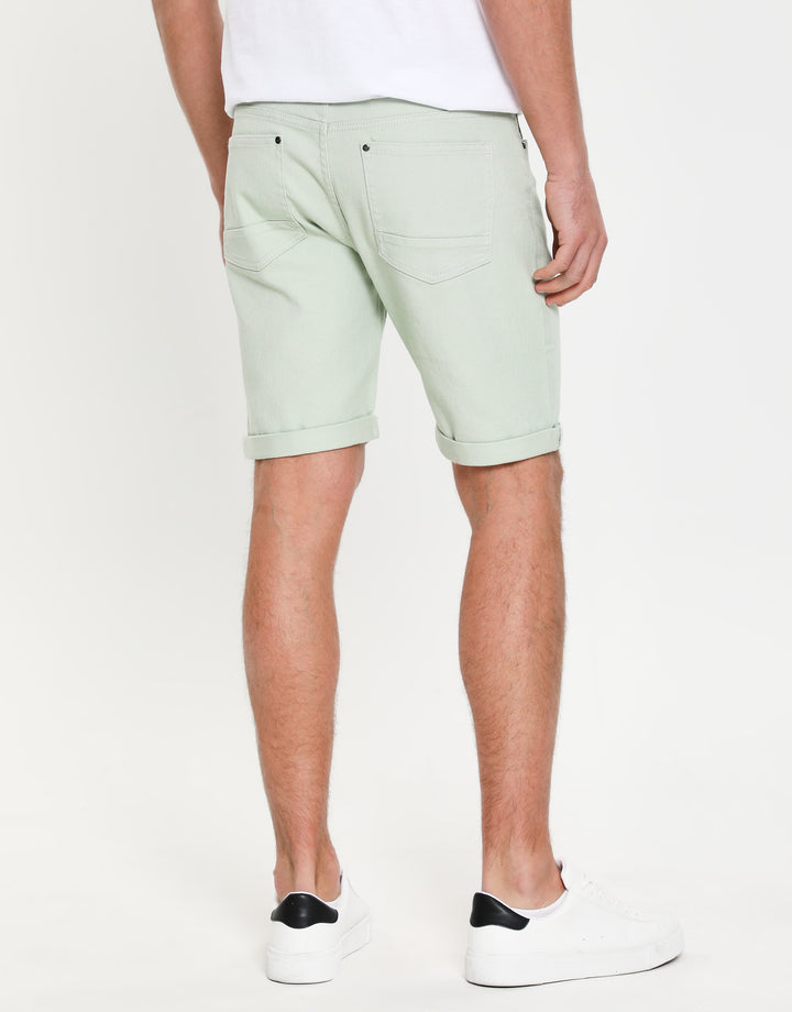Sage Green Stretch Cotton Twill Chino Shorts