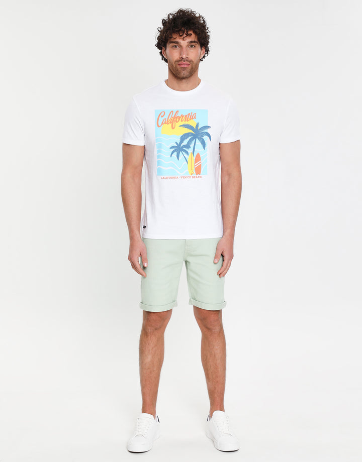 Sage Green Stretch Cotton Twill Chino Shorts