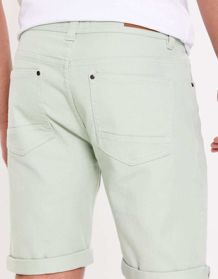 Sage Green Stretch Cotton Twill Chino Shorts