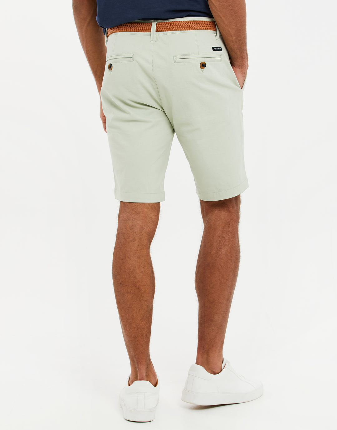 Sage Green Belted Chino Shorts