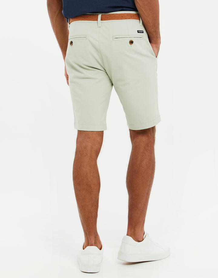 Sage Green Belted Chino Shorts
