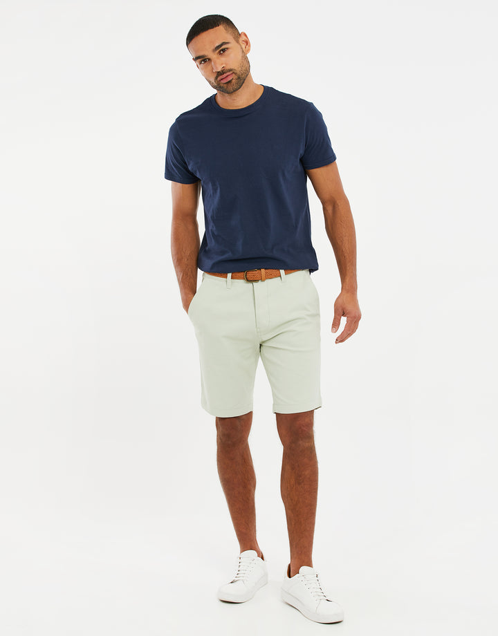 Sage Green Belted Chino Shorts