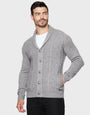 Shaw Light Grey Marl Plain Textured Knit Cardigan
