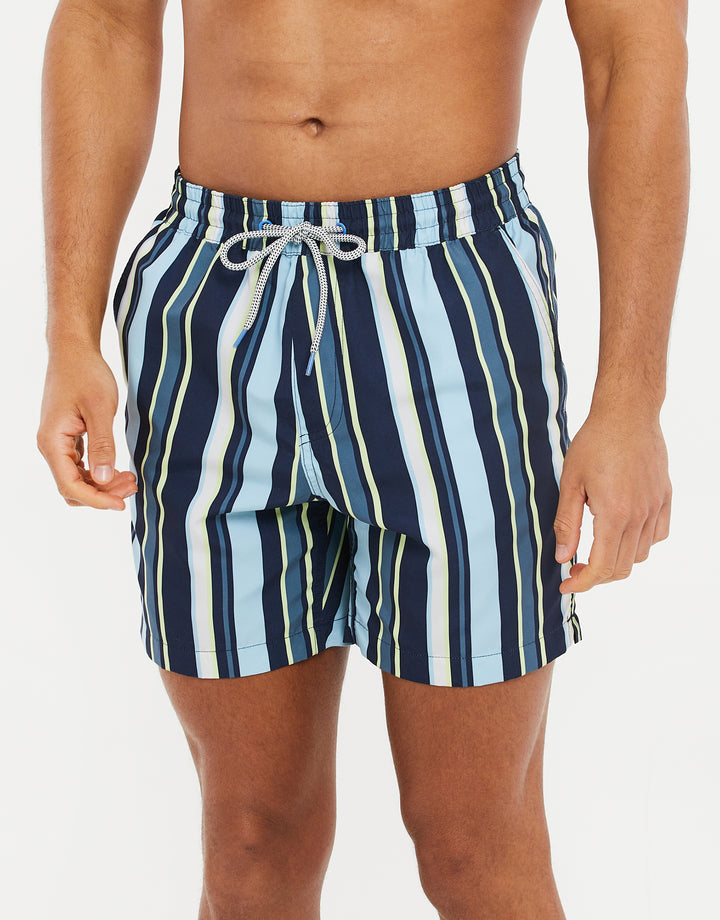 Sky Blue Striped Swim Shorts