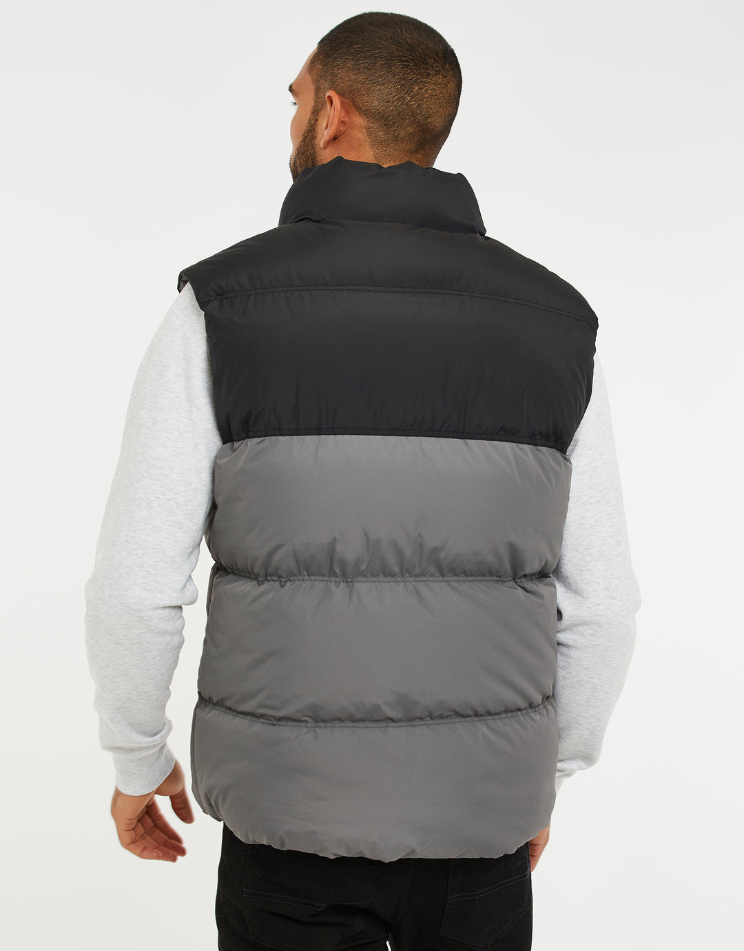 Slate Grey Contrast Panel Padded Gilet
