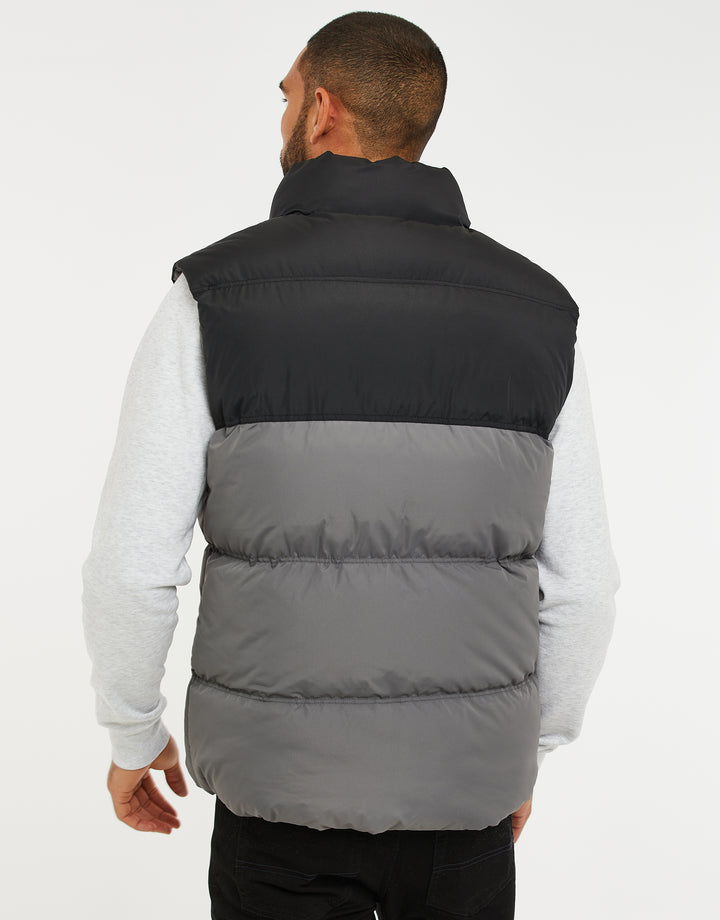 Slate Grey Contrast Panel Padded Gilet