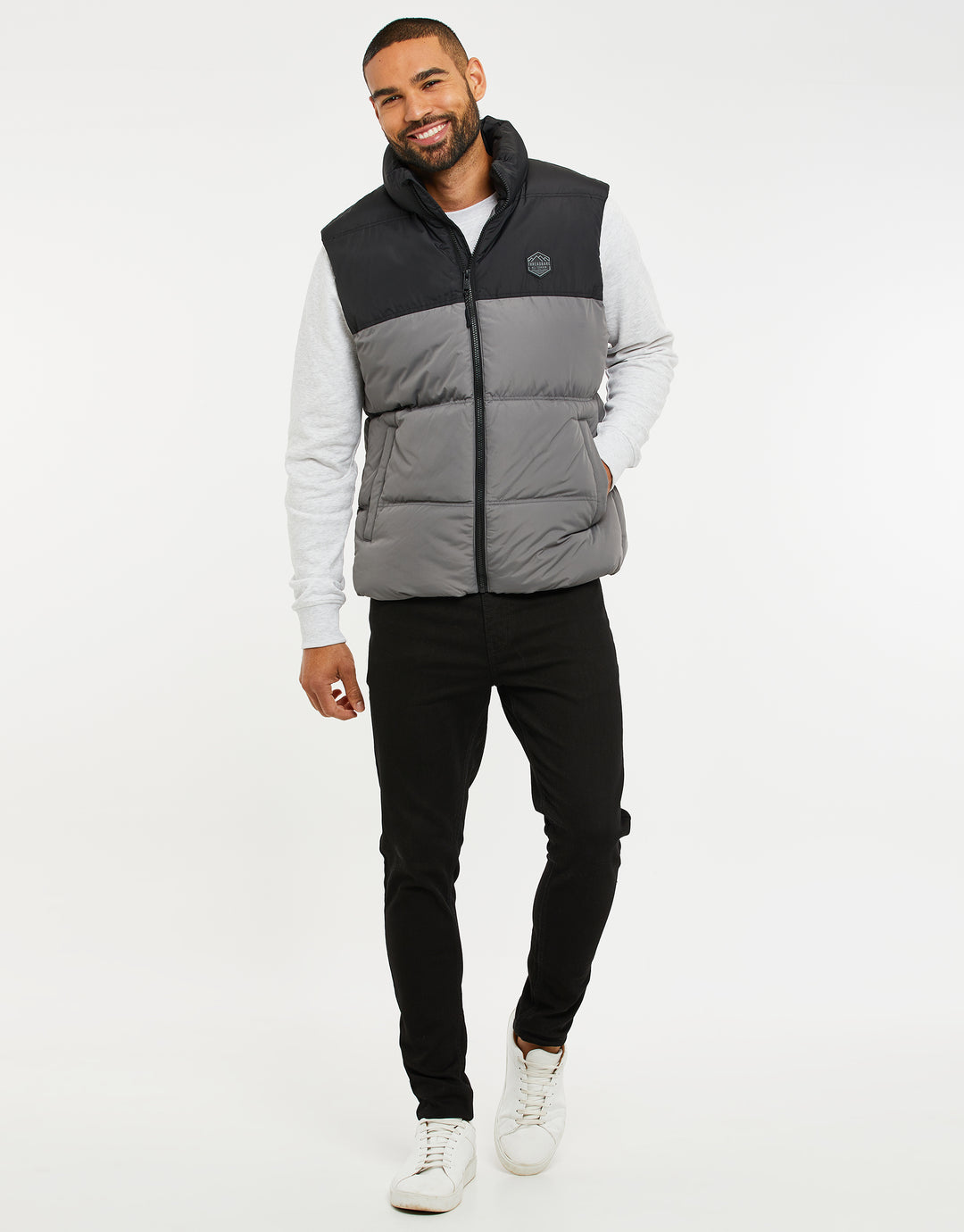 Slate Grey Contrast Panel Padded Gilet