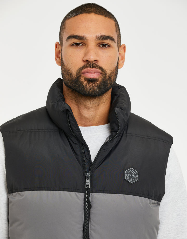 Slate Grey Contrast Panel Padded Gilet