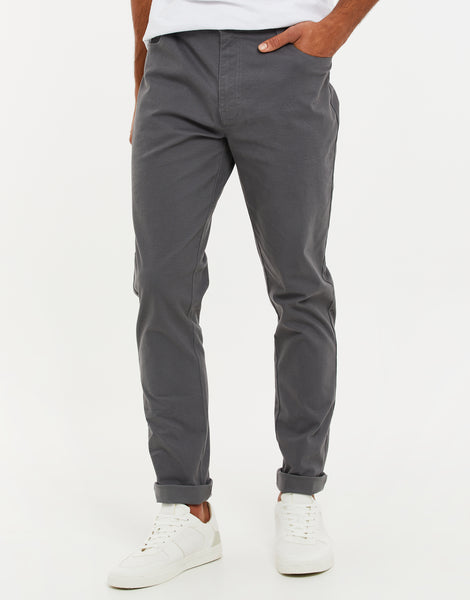 Men's Slate Grey Drawcord Cuffed Chino Trousers – Threadbare