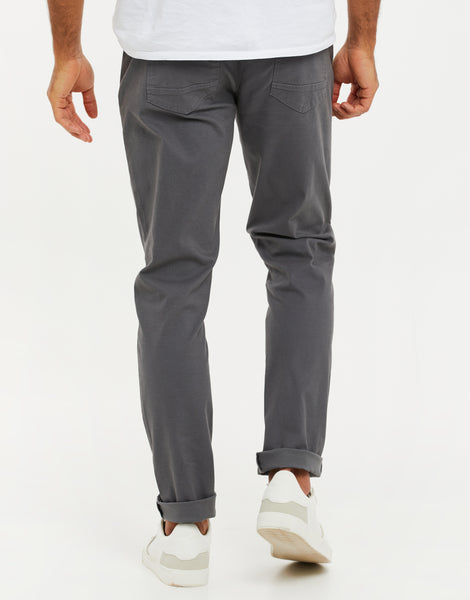 Men's Slate Grey Drawcord Cuffed Chino Trousers – Threadbare