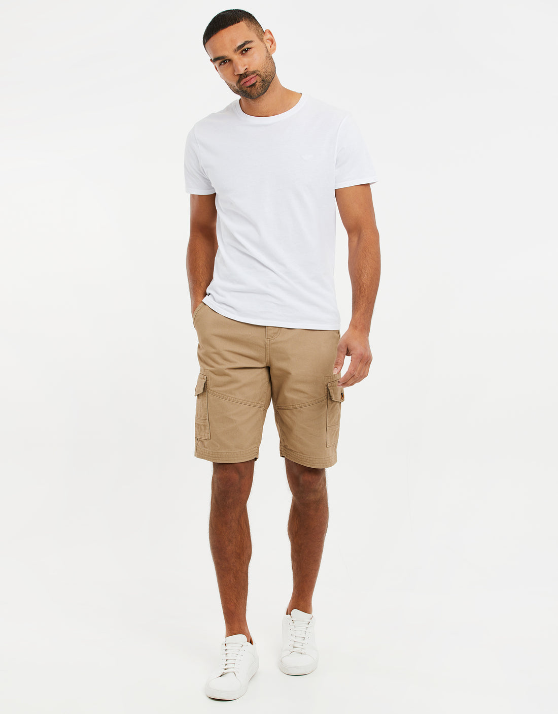 Men's Stone Cotton Twill Cargo Shorts – Threadbare