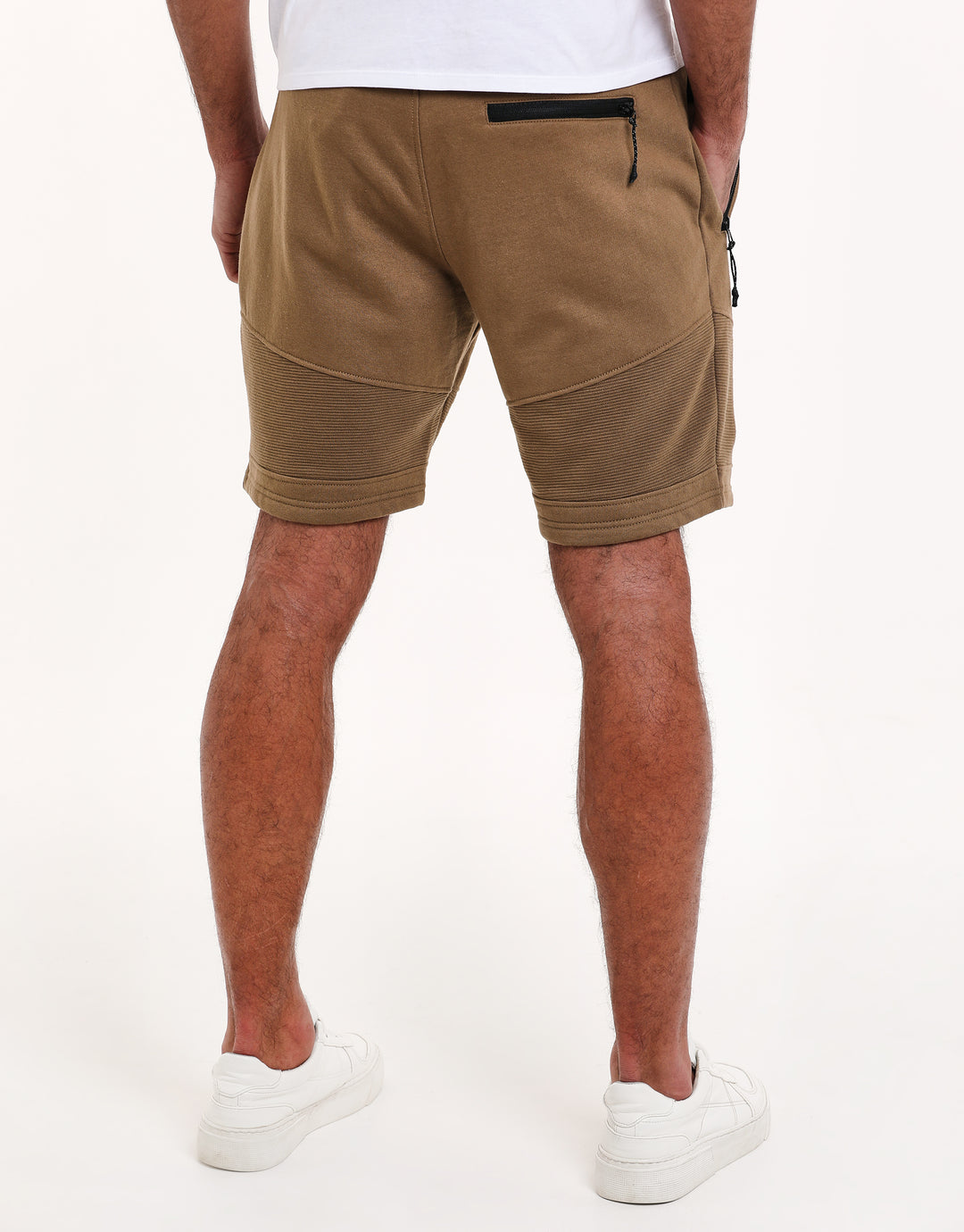 Stone Ribbed Panel Fleece Shorts